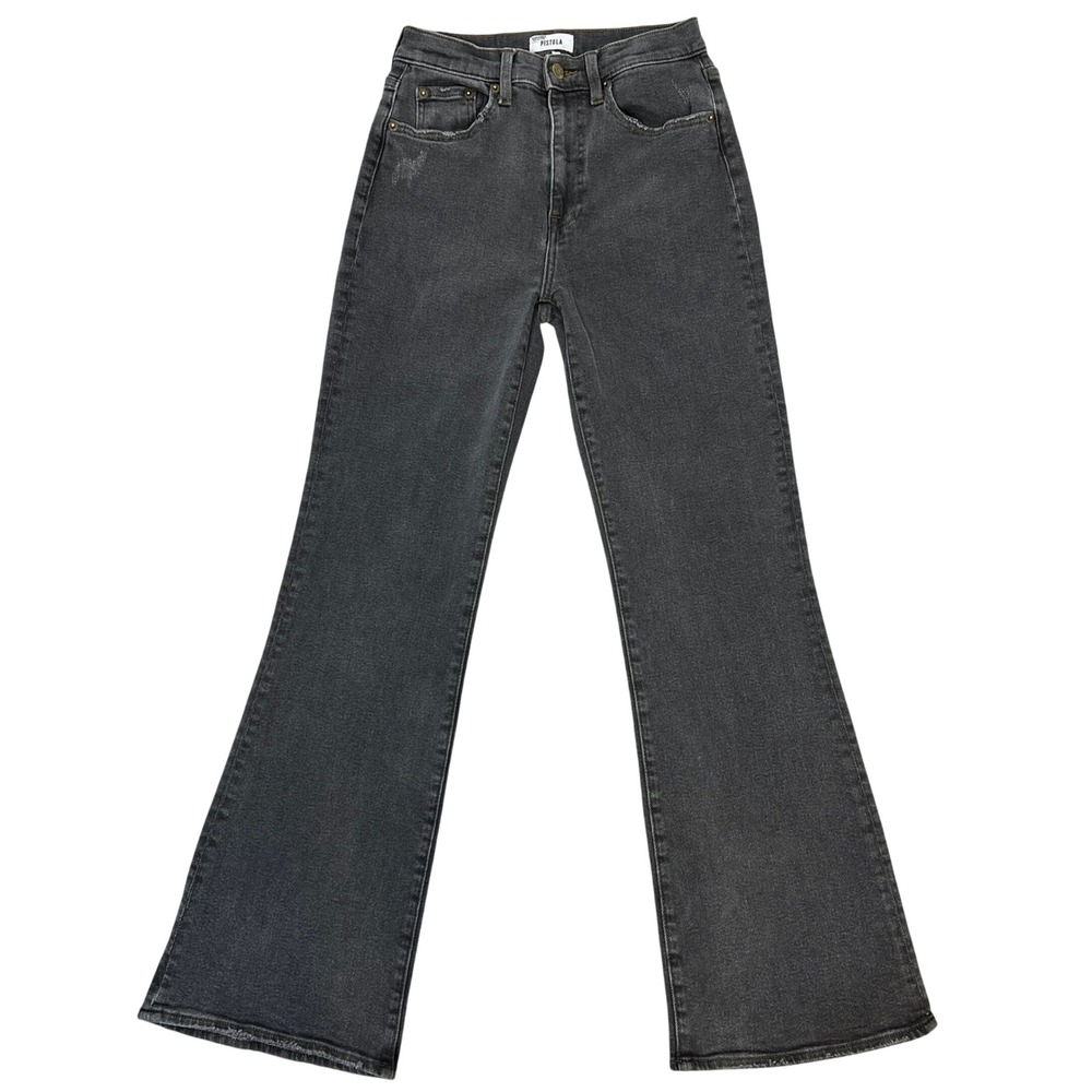 Pistola Stevie High-Rise Wide Leg Flare Jeans 26" Momento Faded Black Acubi Goth